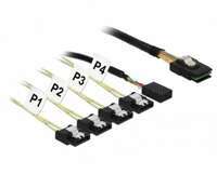 Delock Cable Mini SAS | 4 x SATA 7 pin Reverse + Sideband 0.5m | 83318