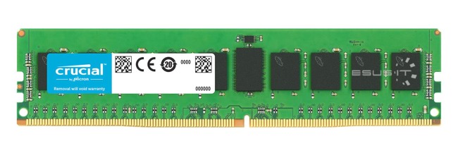 Mémoire RAM 1x 16GB Crucial ECC REGISTERED DDR4 1Rx4 2666MHz PC4-21300 RDIMM | CT16G4RFS4266