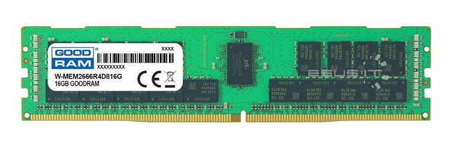 Mémoire RAM 1x 16GB GoodRAM ECC REGISTERED DDR4 2Rx8 2666MHz PC4-21300 RDIMM | W-MEM2666R4D816G