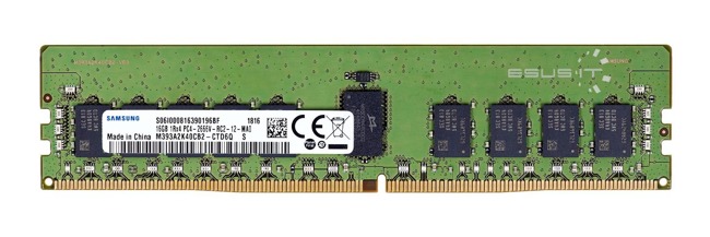 Mémoire RAM 1x 16GB Samsung ECC REGISTERED DDR4 1Rx4 2666MHz PC4-21300 RDIMM | M393A2K40CB2-CTD