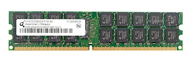 Mémoire RAM 1x 2GB QIMONDA ECC REGISTERED DDR2 667MHz PC2-5300 RDIMM | HYS72T256220HP-3S-A