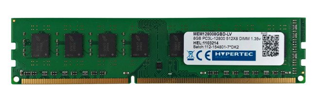 Mémoire RAM 1x 8GB HYPERTEC NON-ECC UNBUFFERED DDR3 1600MHz PC3-12800 UDIMM | MEM128008GBD-LV