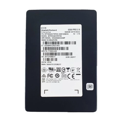 Disque dur SSD dédié au serveur HPE Read Intensive 3840GB 2.5'' SATA 6Gb/s P19933-005